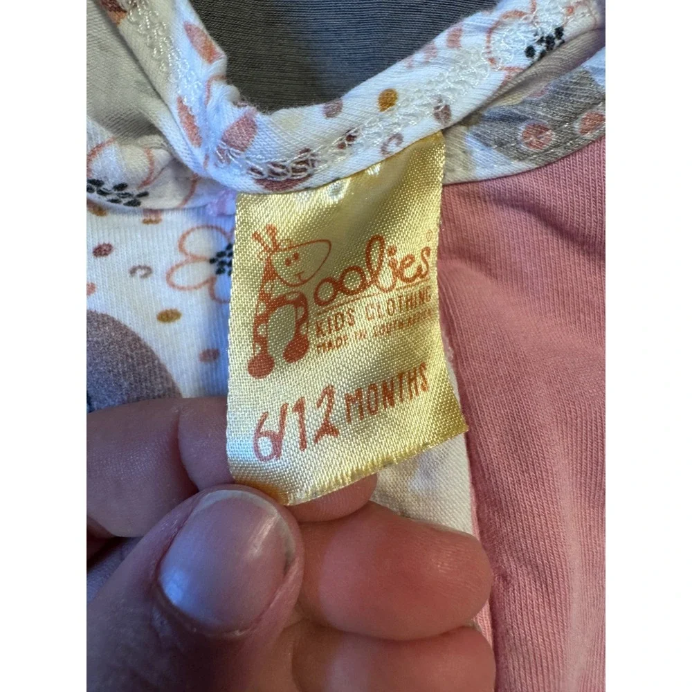 Hoolies Kids Pink White Elephant Giraffe Cotton Zipper Sleeper 6-12 Months